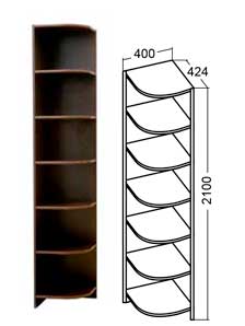 Стеллаж угловой от стенки Грация 3.1